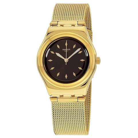 Swatch Irony Losange Brown Dial Stainless Steel Ladies Watch YLG133M