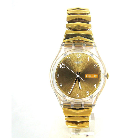 Swatch Originals Goldbrunnen Gold Dial Stainless Steel Ladies Watch GE708B